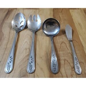 Rogers Stanley Roberts Floral Mist Serving Pieces Lot of 4